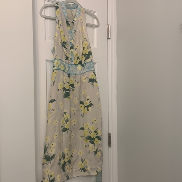 Anthropology Dress Maeve size 2 60% cotton-40% silk. Yellow blue and tan - Picture 6 of 14